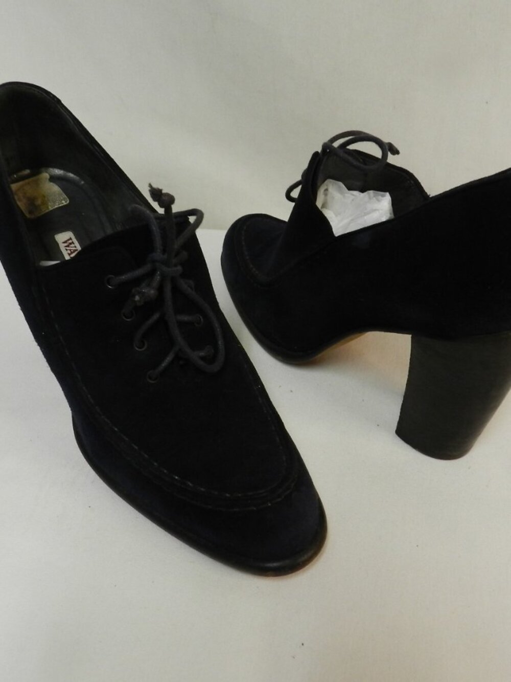 Walter Steiger Suede blue oxford lace up pumps heels Handmade Italy Size Sz 7